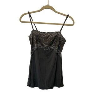 Y2K Felina Gray Lace Panel Tank Top